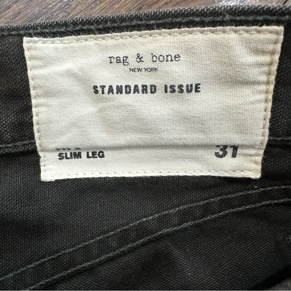 rag & bone Men's Dark Green olive Slim Jeans - Picture 3 of 11